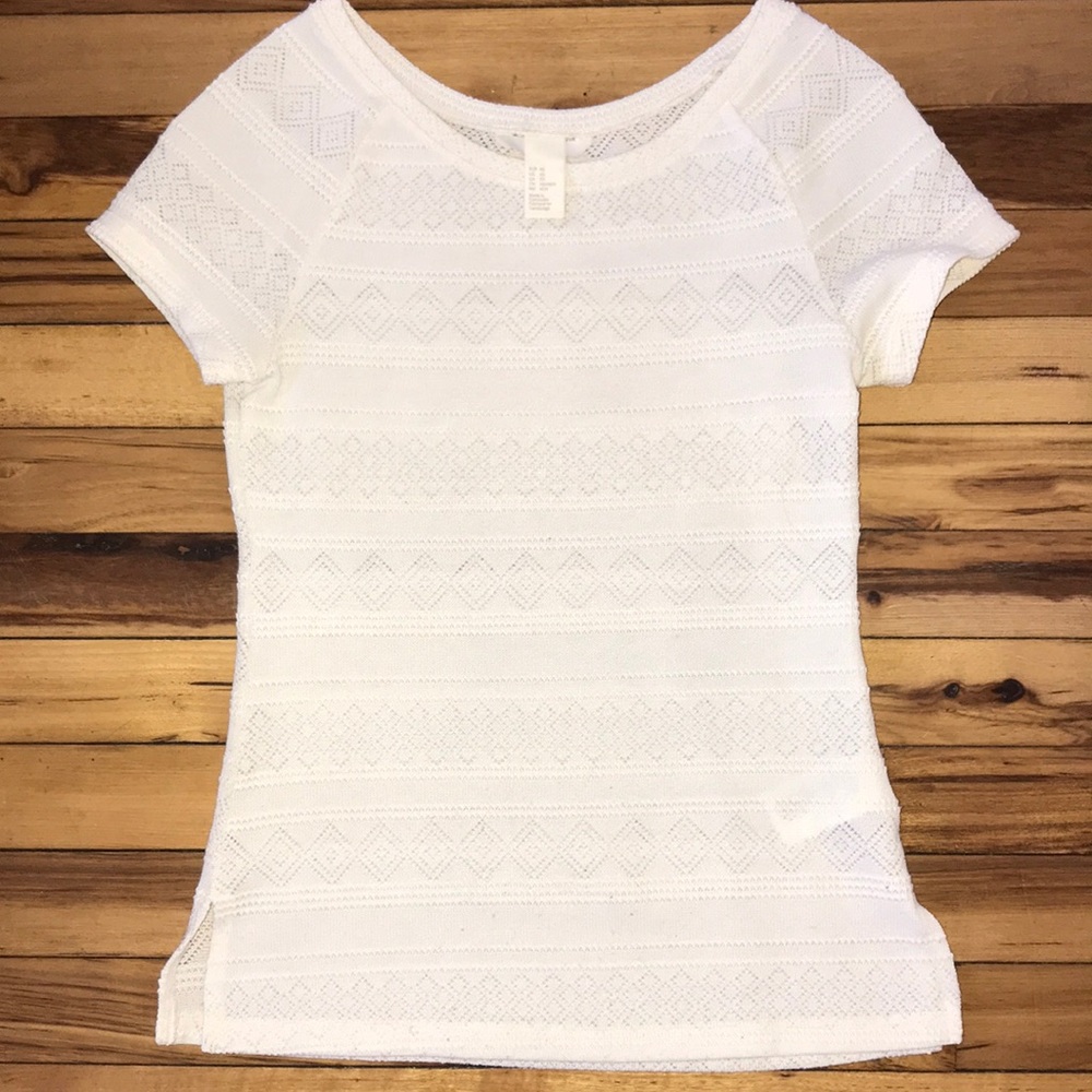 Cream Knit Detailed Short Sleeve Blouse
